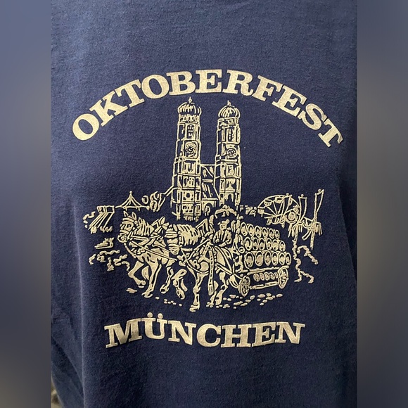 EUC Vintage ‘80s Oktoberfest Munchen By Fruit Of The Loom Blue T-shirt Medium - Picture 2 of 6